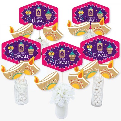 Big Dot of Happiness Happy Diwali - Festival of Lights Party Centerpiece Sticks - Table Toppers - Set of 15