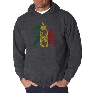 LA Pop Art Men's Word Art Hooded Sweatshirt - Rasta Lion - One Love - 1 of 4