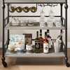 GustoWave Bar Cart, Bar Carts for The Home,3 Tier Serving Cart with Wheels, Metal Rolling Cart with Wine Rack & Removable Tray, Dining Room,Gray - 3 of 4