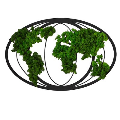 Chery Life Moss World Map Metal Wall Decor