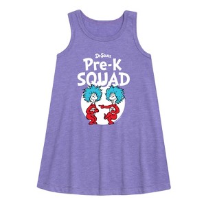- Dr. Seuss - Pre-K Squad  Thing 1 and Thing 2 Graphic Sleeveless Aline Dress - 1 of 4