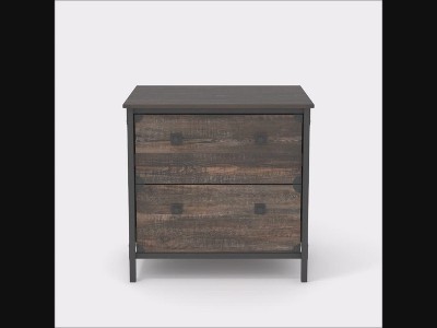 Carbon Oak 2-Drawer Industrial Lateral File Cabinet