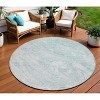 Aquamarine Aqua And Ivory Abstract Washable Indoor Outdoor Area Rug - 2 of 4