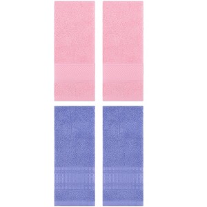 REGALWOVEN 4 Pcs Bathroom Decorative Cotton Soft Absorbent Sold Striped Hand Towel - 1 of 4