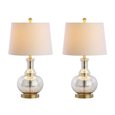 25"  Lavelle Glass Table Lamps  Silver - JONATHAN Y