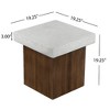 Lyngins Cylindrical Outdoor End Table, MGO Side Table with Faux Stone Top + Faux Wood Base, Patio End Table for Garden/Balcony, Side Table for Dining - 3 of 4