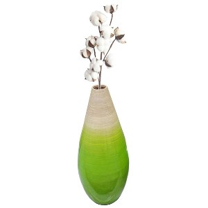 Uniquewise Contemporary Bamboo Tall Floor Vase Tear Drop Design for Dining Living Room Entryway Decoration Fill with Dried Branches or Flowers, Green - 1 of 4