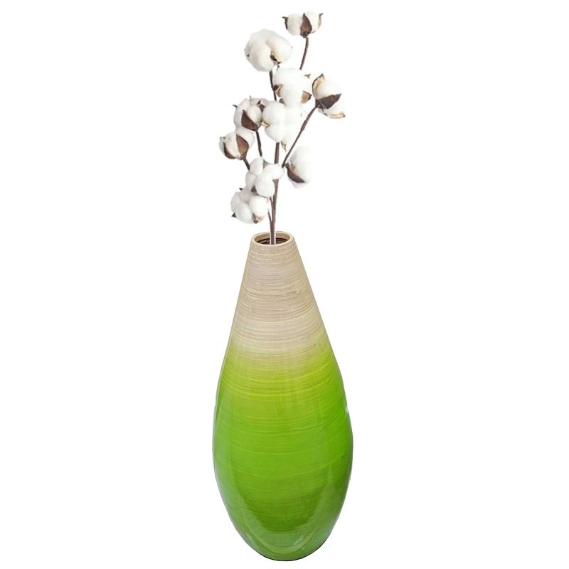 Uniquewise Contemporary Bamboo Tall Floor Vase Tear Drop Design for Dining, Living Room Decoration, Fill with Dried Branches or Flowers, Medium Green, 1 of 6