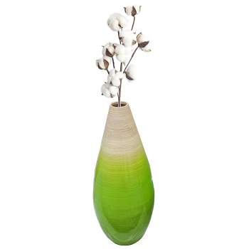 Uniquewise Contemporary Bamboo Tall Floor Vase Tear Drop Design for Dining, Living Room Decoration, Fill with Dried Branches or Flowers, Medium Green