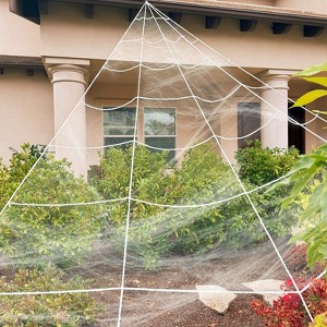 Wrapables Halloween Giant Spider Web Kit, 16ft Spider Web with Cobwebs and 2 Small Spiders, Indoor Outdoor Halloween Décor Party Supplies - 1 of 4