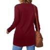 Coolmee Women Long Sleeve Tunic Tops Casual Crewneck T-Shirts Front Twist Top Tee Blouse For Leggings Wine Red M - 3 of 4