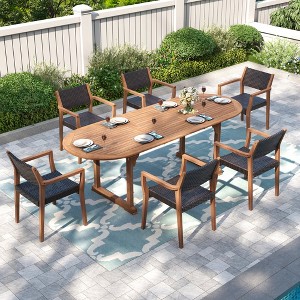 Captiva Designs 7pc Outdoor Patio Furniture Set with Rectangle Table and Armrest Chairs - 1 of 4