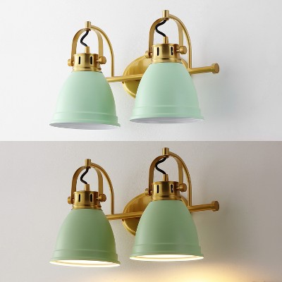 Phineas Mint Green and Brass Gold Adjustable 2-Light LED Vanity Light