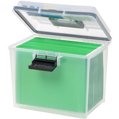 Clear Portable Weatherproof Letter-Size File Box with Organizer Lid