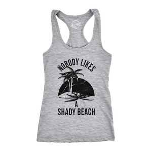 Womens Shady Beach Funny Tees Sleeveless Tops Gym Workout Lifting Novelty Fitness Tank - Crazy Dog Women's Tank Top - 1 of 4