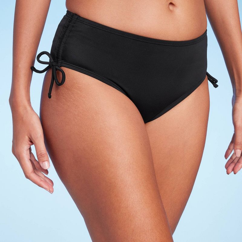 Women's Mid-Rise Side Tunneled Bikini Bottom - Shade & Shore™ Black, 1 of 6