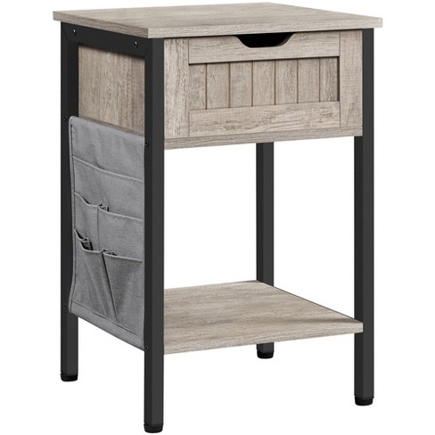 Yaheetech Tall End Table Accent Table, 30 In Industrial Side Table With  Strong Wooden Shelves-gray : Target