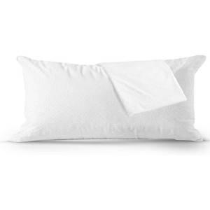 Continental Bedding Feather Proof, Waterproof and Down Proof Terry Pillow Protector: Plush Comfort and Superior Protection Pack of 1 - 1 of 4