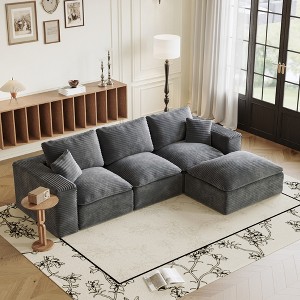 108'' Corduroy Plush Modular L-Shape Sectional Sofa with Left-Right Interchangeable Chaise, Deep Seat, No Assembly Required - 1 of 4