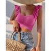 Womens Cropped Knit Tube Tops with Sweetheart Neckline and Cap Sleeves Ribbed Sweater Style - 4 of 4