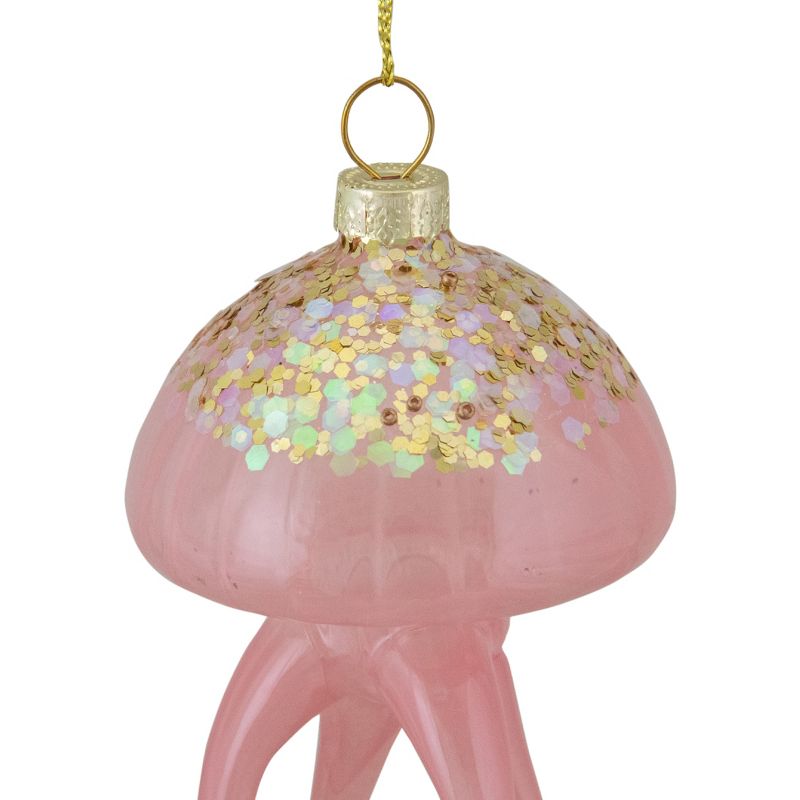 Northlight 4.75" Transparent Pink Jellyfish Glass Christmas Ornament, 4 of 5