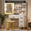 Vanity Desk, Makeup Vanity Desk with Mirror and Lights, Power Outlets, Vanity Table with Cushioned Chair - 4 of 4