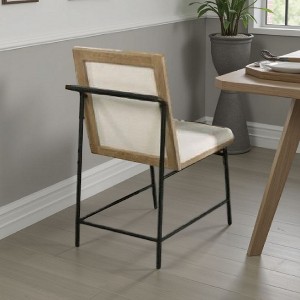 Royal Hampton Side Dining Chair Set of 2, Metal Legs, Oak Brown Rubberwood, Beige Polyester - 1 of 4
