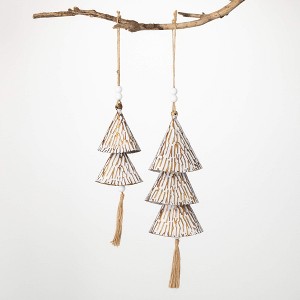 7.5"H and 11"H Sullivans Tree Bell Ornament - Set of 2  Silver Christmas Ornaments - 1 of 2