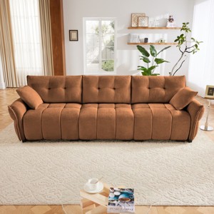 Large 3-Seater Sofa for Living Room, 110.2" Chenille Fabric Couch with Tufted Back, High-Resilience Foam and 2 Pillows – Cuddlewood - 1 of 4