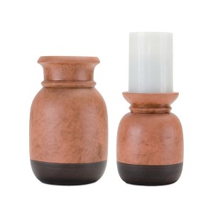 Melrose Rust Dual-Tone Candle Holder (Set of 2) - 1 of 3