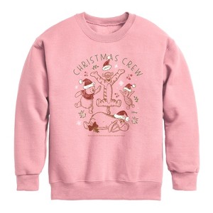 Boys' - Winnie the Pooh - Tigger, Pooh, Eeyore, & Piglet Christmas Crew Graphic Long Sleeve Fleece Sweatshirt - 1 of 3