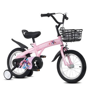 16 Inch Sporty Kids Bike with Training Wheels and Stand Adjustable Saddle Suitable for Boys and Girls Aged 4-8 Years or Tall Height 41-53 Inches - 1 of 4