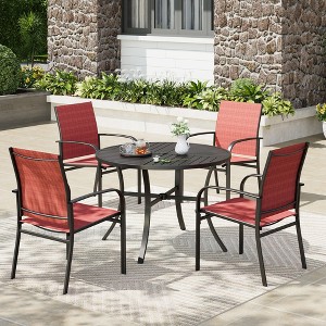 Captiva Designs 5pc Outdooe Patio Dining Set with Steel Frame Table & Quick-dry Sling Fixed Chairs - 1 of 4