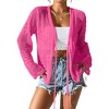 Women's Tie Front Crochet Cardigan Lightweight Hollow Out Knit Cardigan Shrugs Cropped Tops Cover Up - 3 of 4