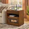 Nightstand with Charging Station with Two Drawers and Glass Cabinet Open Shelf with Outlet Hole for Bedroom Living Room or Dorm-The Pop Home - 2 of 4