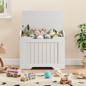 24.8" Toy Chest for Boys Girls, Kids Wood Large Toy Box, Storage Bench with Safety Hinge,Storage Trunk for Entryway, Living Room, Bedroom, Playroom - 1 of 4