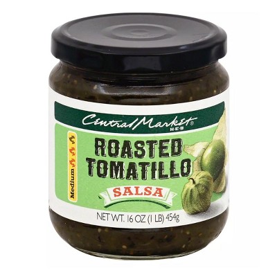Central Market Roasted Tomatillo Medium Salsa, 16 oz (Pack of 2)