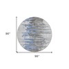 Blue Gray And Silver Abstract Washable Indoor Outdoor Area Rug - 3 of 4