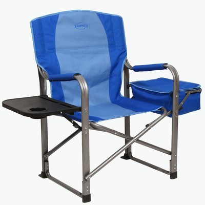 Kamp-Rite KAMPCC116 Director's Chair Outdoor Furniture Camping Folding Sports Chair with Side Table, Cup Holder, and 12 Can Ice Cooler, 2 Tone Blue