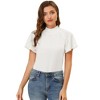 Allegra K Women's Short Sleeve Casual Business Pleated Mock Neck Tops - 3 of 4