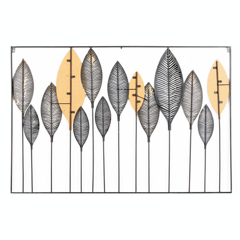 Metal Leaf Tall CutOut Wall Decor with Intricate Laser Cut Designs - Olivia &#38; May, 5 of 18