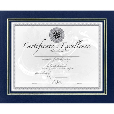 Burnes Home Accents Leatherette Certificate Frame 11"x8-1/2" Blue N3191NB