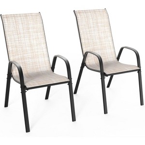 VINGLI Stackable Patio Chairs with Sling High Back, Armrests, for Lawn, Poolside, Garden - 1 of 4