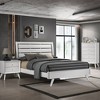 88" Queen Bed Cerys Bed White Finish - Acme Furniture: Faux Leather, Minimalist Design, Slatted Headboard - 3 of 4
