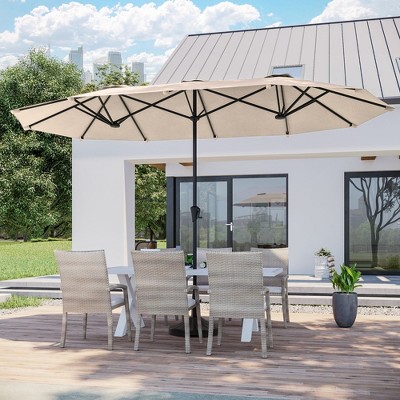 Sonkuki 13 x 7.2Ft Double-Sided Patio Umbrella with Large Canopy Outdoor Table Umbrella for Garden, deck and pool