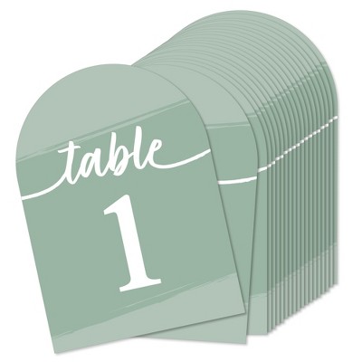 Big Dot of Happiness Sage Green Elegantly Simple - Wedding Receptions, Parties or Events Double-Sided 5 x 7 inches Cards - Table Numbers - 1-20