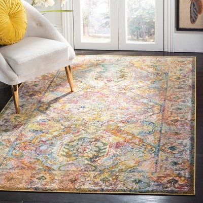 Handmade Light Blue and Orange Synthetic Oriental Area Rug
