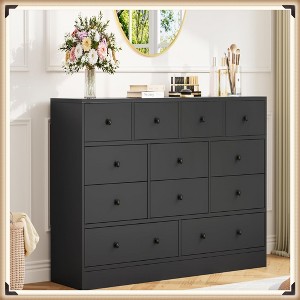 Jojoka 12 Drawer Dresser with Power Outlet, 61" Wide Wood Chest for Bedroom, Closet, Living Room Storage, Tall Dresser Organizer - 1 of 4