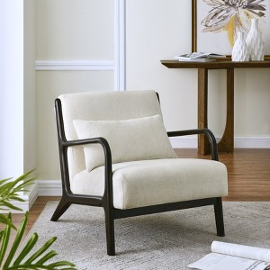 Roundhill Furniture Eterna Mid-Century Modern Style Accent Chair with Removable Lumbar Pillow - 1 of 4