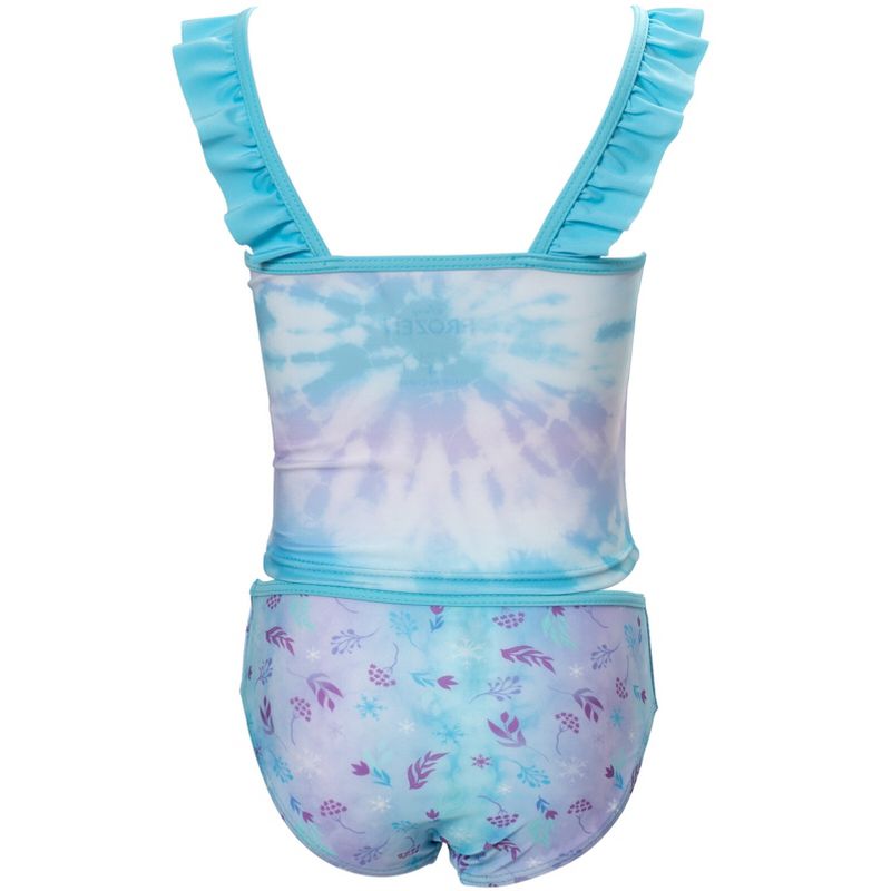 Disney Princess Anna Elsa Girls Tankini Top and Bikini Bottom Swim Set Toddler to Little Kid, 5 of 9